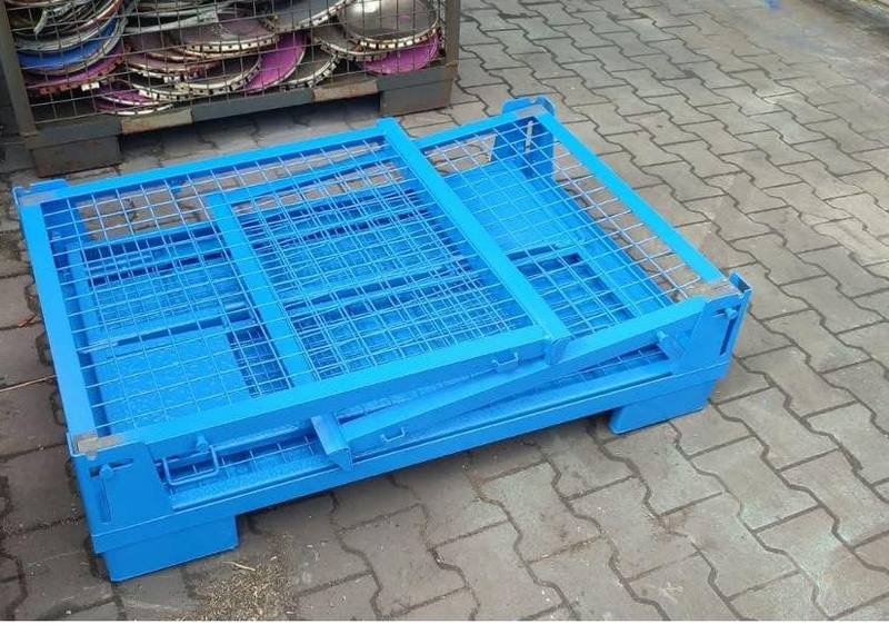 Blue mesh container folded flat